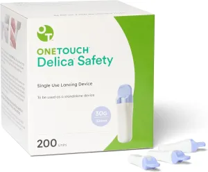 OneTouch Delica Safety - Lancing Devices for Diabetes Testing - Disposable Diabetic Blood Sugar Testing Tools - 200 Units