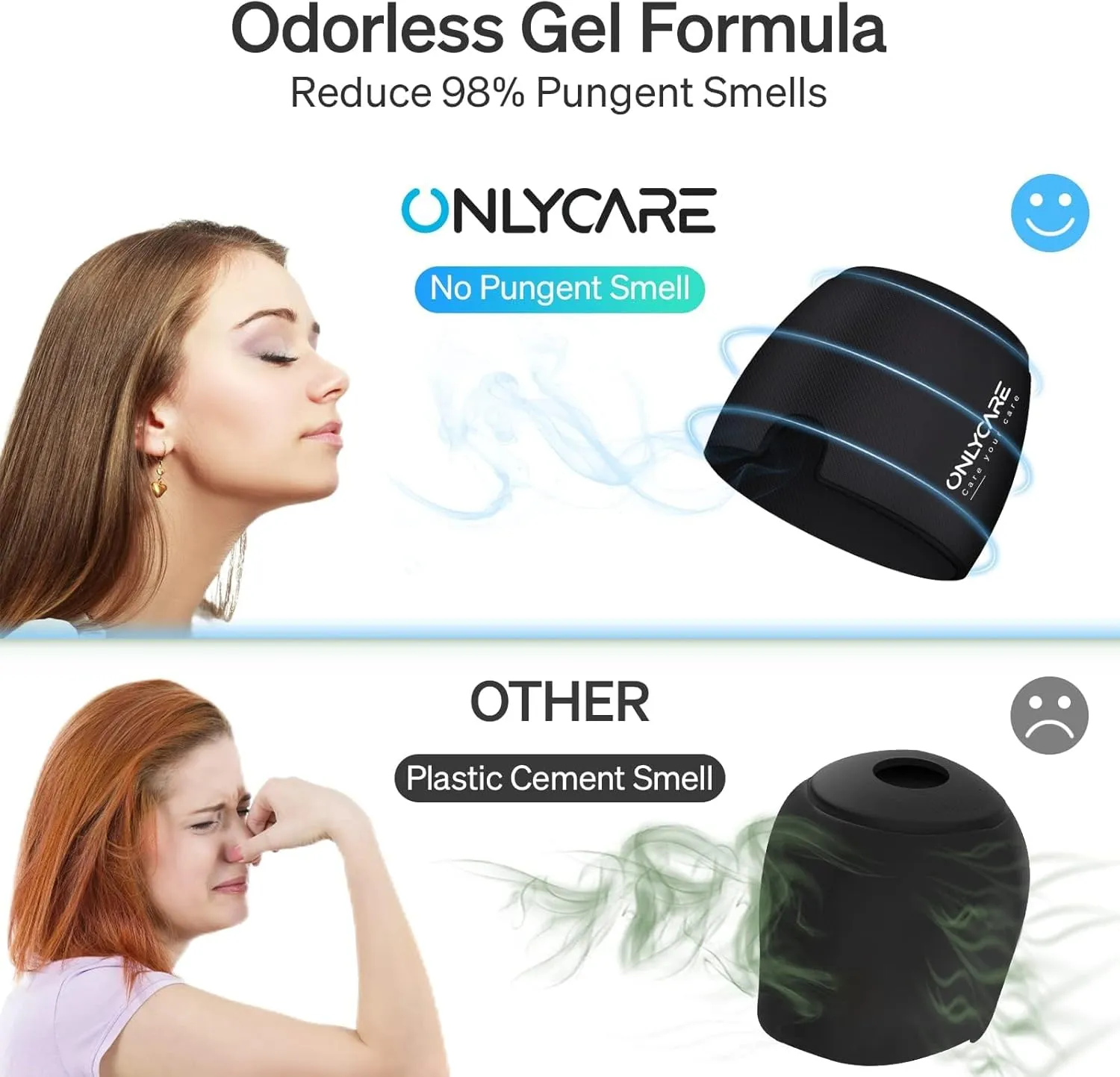 ONLYCARE Migraine Relief Cap, Soothing Headache Hat, Upgraded Odorless Gel Ice Head Wrap, Hot and Cold Therapy, FSA or HSA Eligible Headache Ice Pack for Tension and Stress(Black)