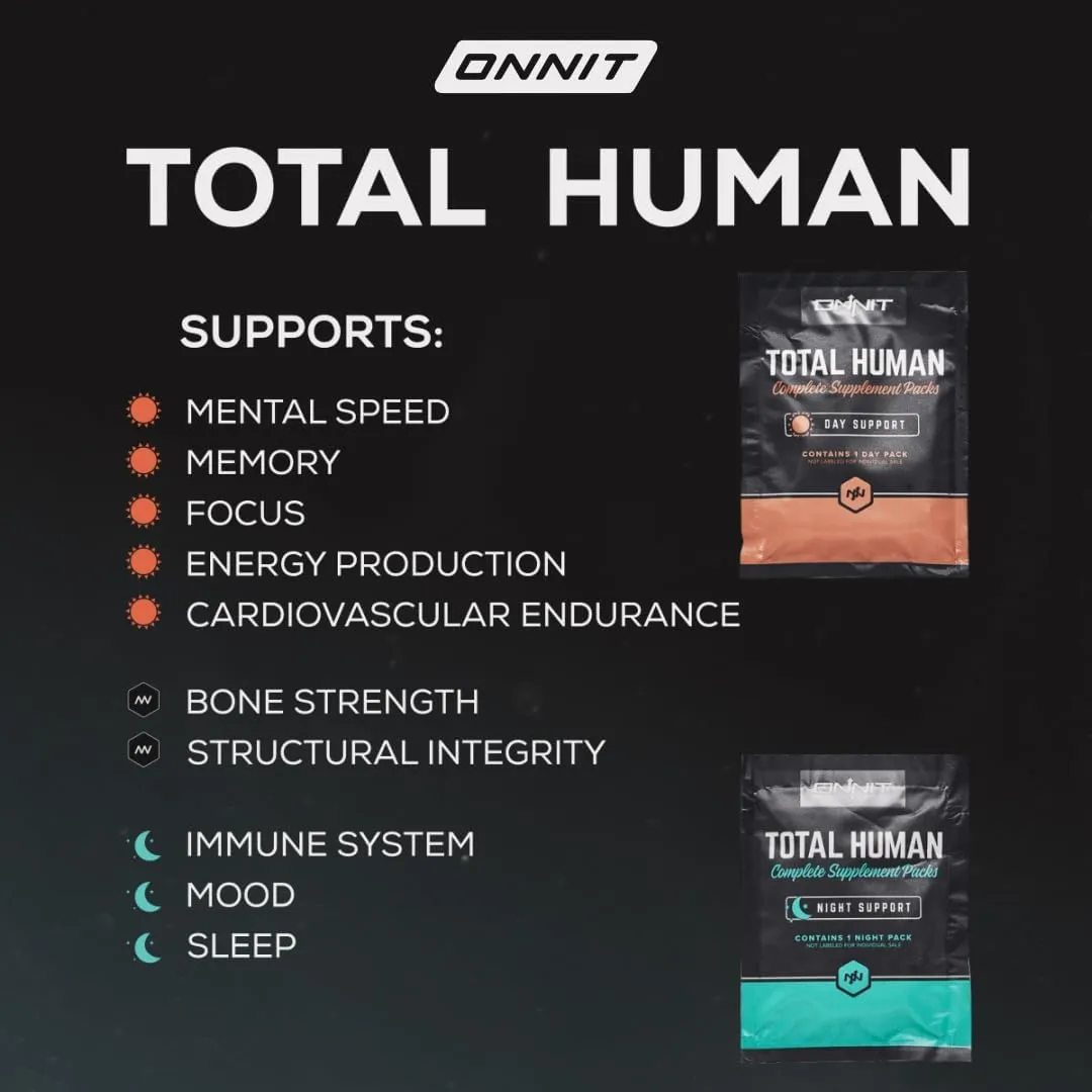 ONNIT Total Human Day and Night Vitamin Packs for Men and Women,Capsule, Adult Multivitamin, 30-Day Supply