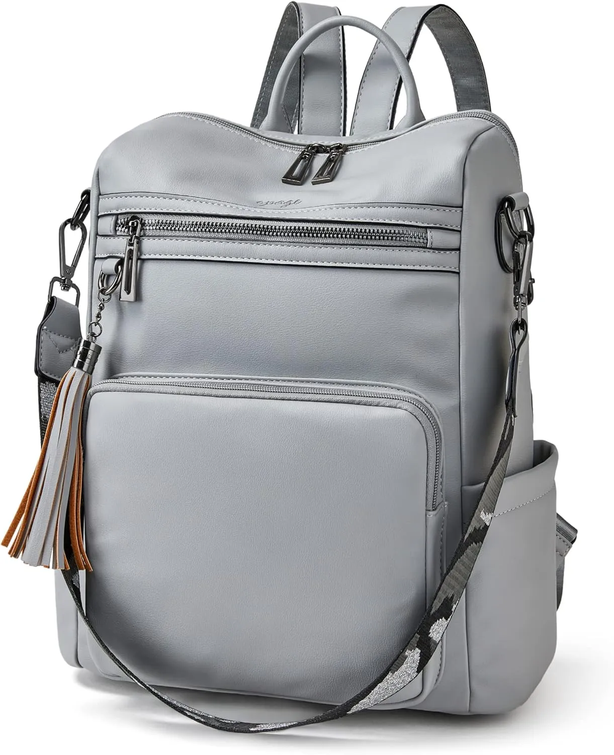OPAGE Backpack Purse for Women Leather Fashion Designer Tassel Backpack Purse Ladies Shoulder Bag Travel Backpack Bag