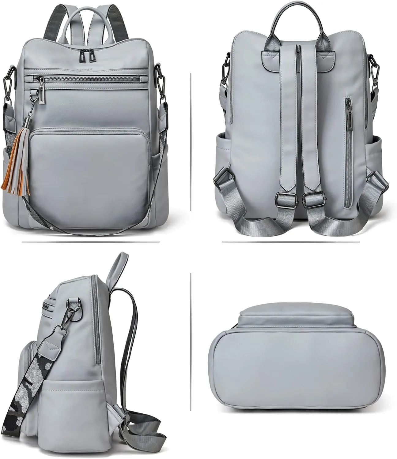 OPAGE Backpack Purse for Women Leather Fashion Designer Tassel Backpack Purse Ladies Shoulder Bag Travel Backpack Bag