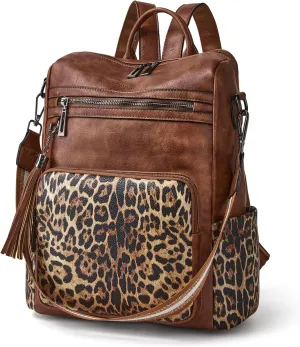 OPAGE Leather Backpack Purse for Women Fashion Tassel Ladies Shoulder Bags Designer Large Backpack Travel Bag