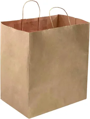 orange river 50 Count 14" L x 10" W(gusset) x 15.75" H Large Ultra Wide Brown Kraft Paper Bags with Twisted Handle, Perfect Solution for Restaurant Takeouts, Parties, Baby Shower, Shopping