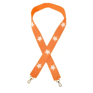 Orange with White Stars Beaded Purse Strap