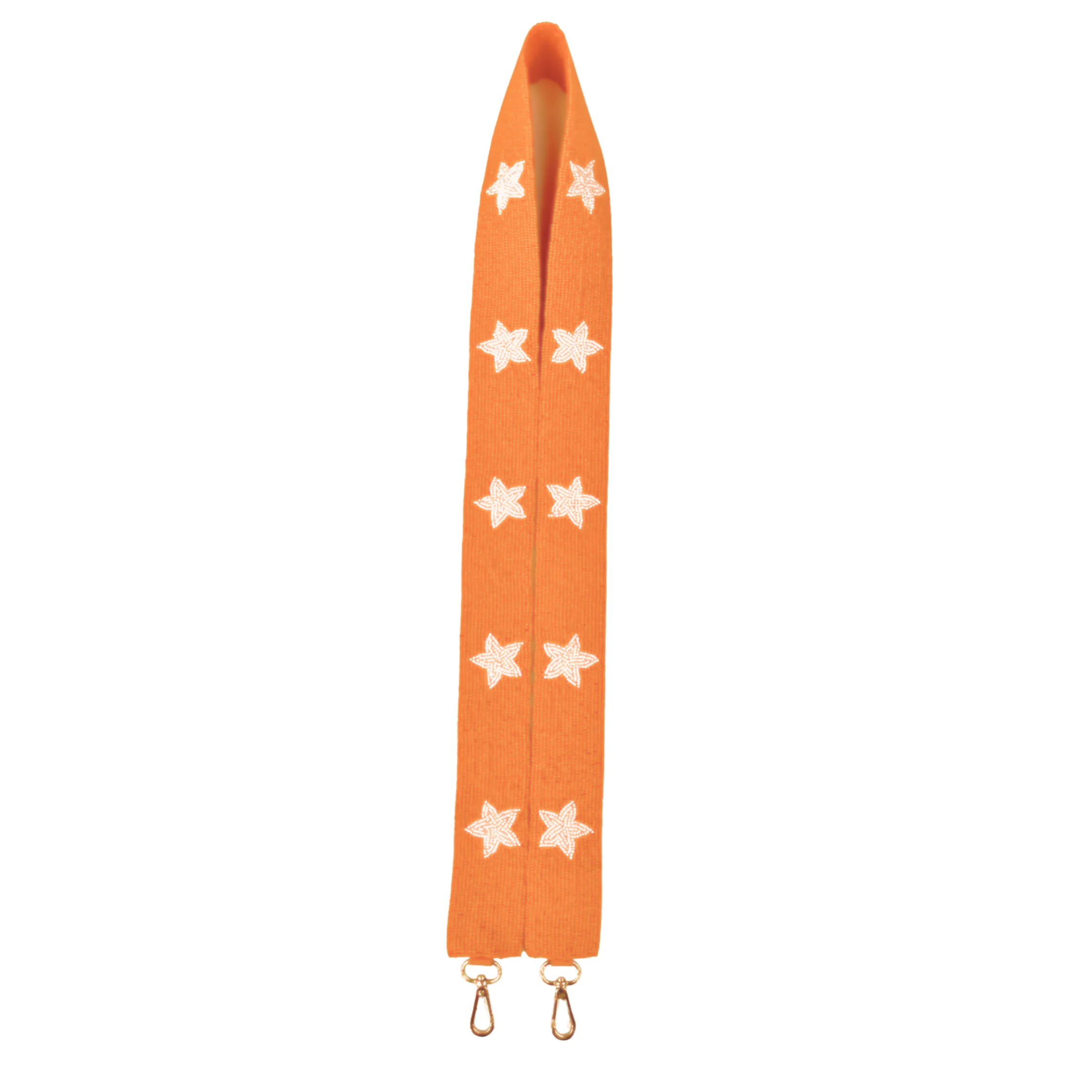 Orange with White Stars Beaded Purse Strap