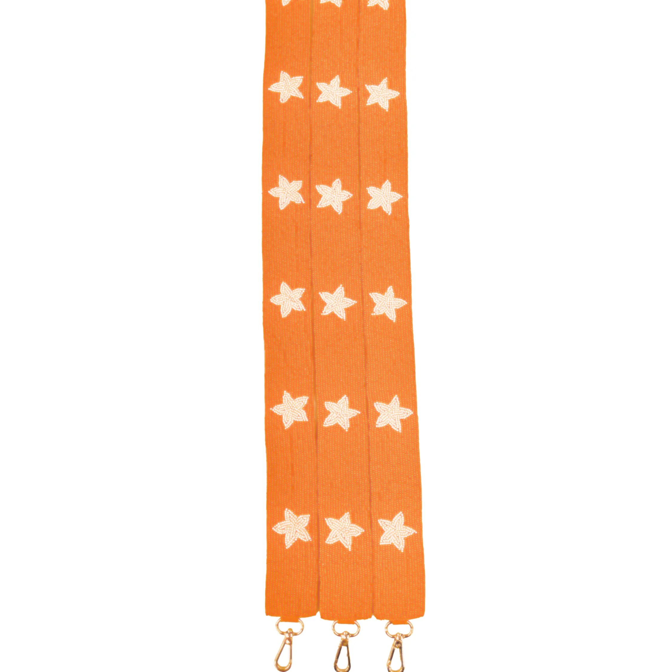 Orange with White Stars Beaded Purse Strap