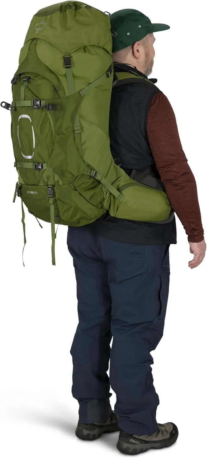 Osprey Aether 65L Men's Backpacking Backpack, Black, L/XL, Extended Fit