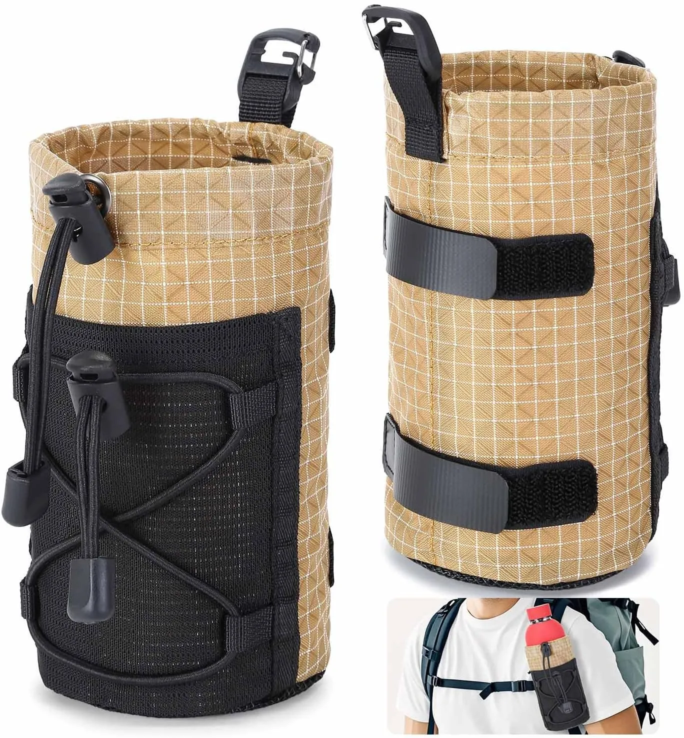 Outdoor Multifunctional Water Bottle Holder,Portable Shoulder Strap Bottle Carrier,Backpack Accessories for Hiking Hunting and Travelling 2 Pairs