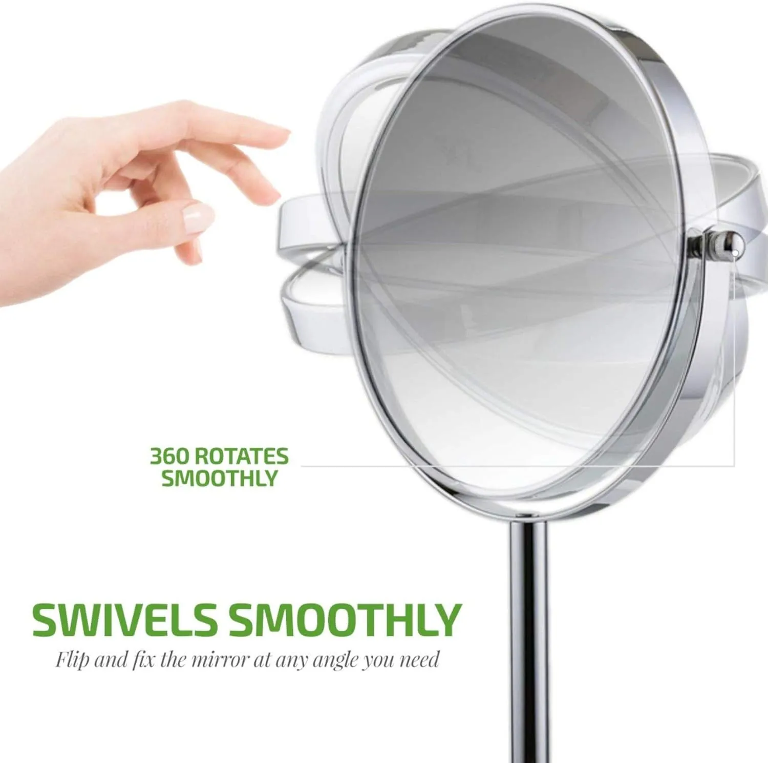 OVENTE 7'' Tabletop Makeup Mirror with 1X/7X Magnification, 360° Swivel Design and Double-Sided Free-Standing Vanity Mirror Perfect for Dresser, Bedroom and Office Desk, Polished Chrome MNLCT70CH1X7X