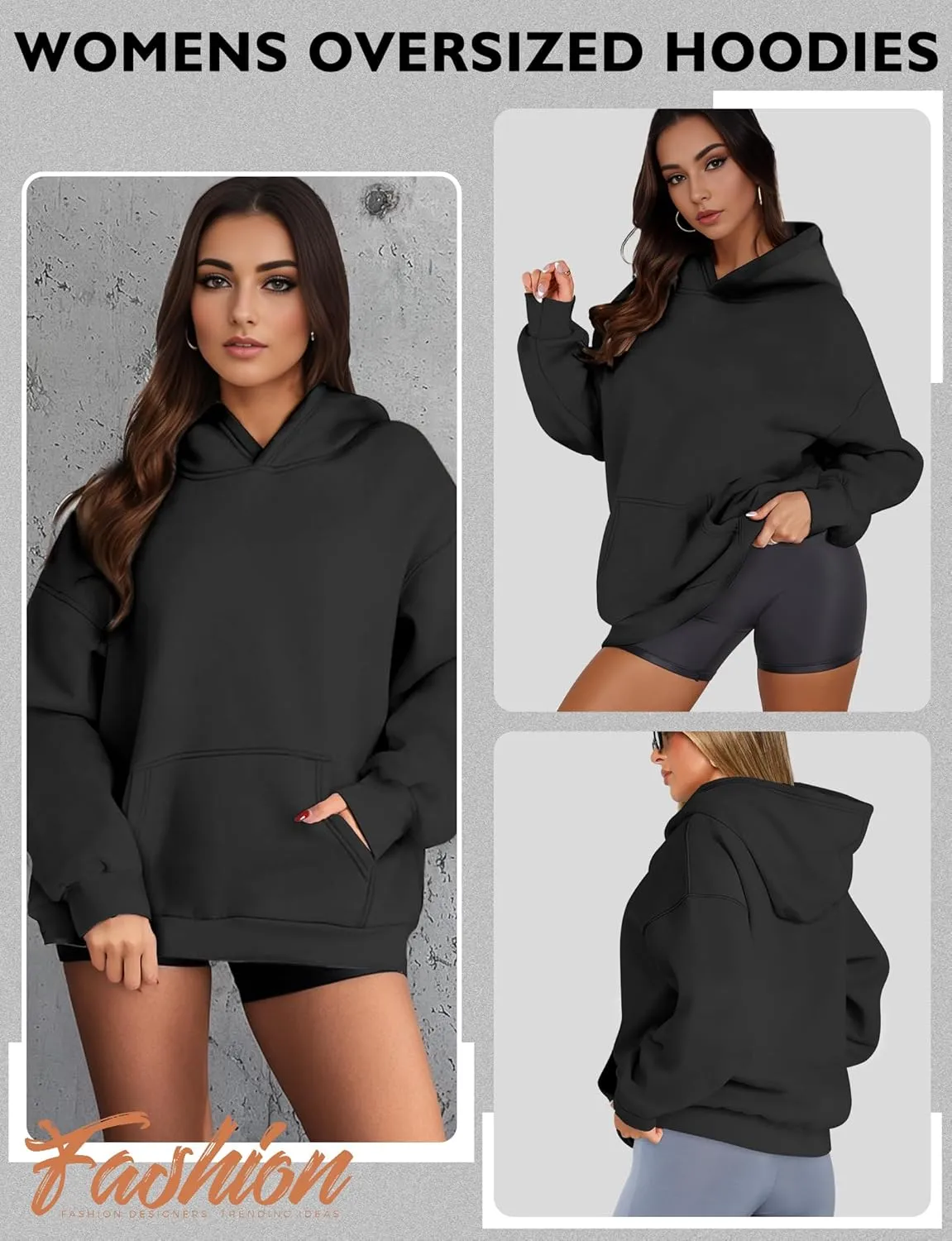 Oversized Hoodies for Women, Long Sleeve Fleece Womens Sweatshirt with Pocket Pullover Fall Outfits Winter Clothes