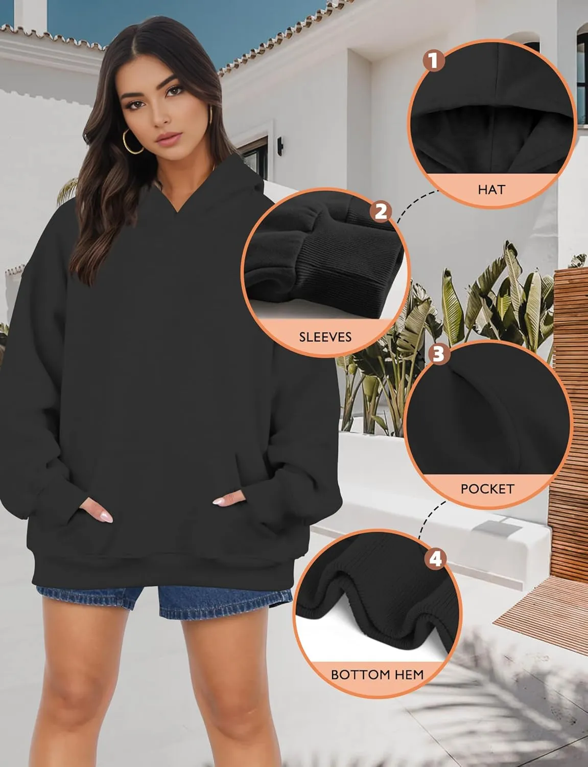 Oversized Hoodies for Women, Long Sleeve Fleece Womens Sweatshirt with Pocket Pullover Fall Outfits Winter Clothes