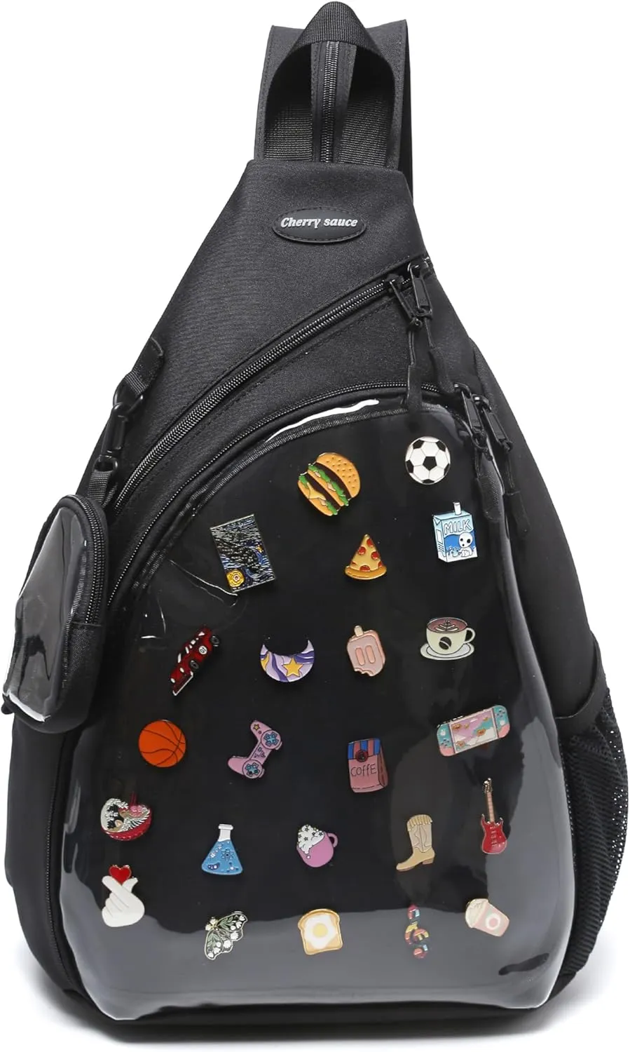 Oxford Ita Bag Kawaii Pin Display Chest Pack Single Shoulder Bag Sport Backpack Hiking Daypack, Large