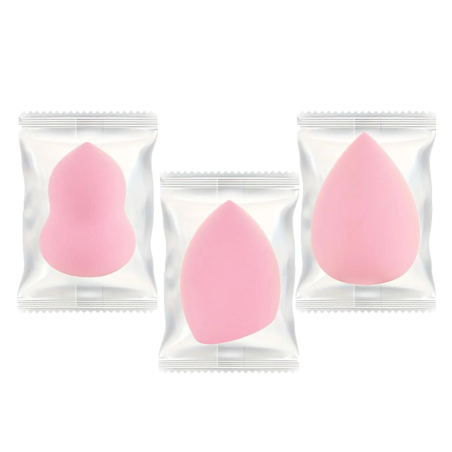 Pack pink makeup sponge Beauty Egg Makeup Puff multi-shape sponge, portable individually packaged(Pink)