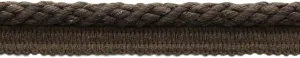Package of 8 Yards|Elaborate 3/8 inch Mocha, Chocolate, Brown Veranda Collection Trim Cord with Sewing Lip|Style# 0038V|Color: Chocolate - VNT27 (24 Feet / 7.3 Meters)