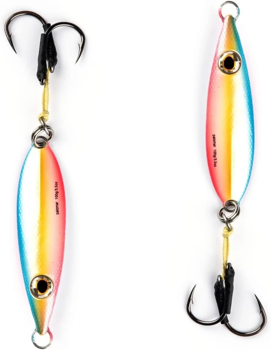 Palomar Fishing Flat Fall Jig Slow Pitch Vertical Ocean Lure | MUSTAD Hooks-Owner Rings | Kevlar Assist Cord | 10 Colors-5 Weights | 6-Pack / 2-Pack Bulk Prices | Next-Gen Graphene Paint | USA Owned