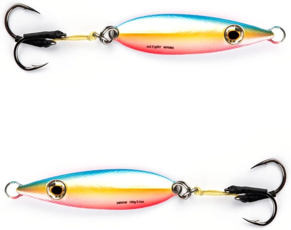 Palomar Fishing Flat Fall Jig Slow Pitch Vertical Ocean Lure | MUSTAD Hooks-Owner Rings | Kevlar Assist Cord | 10 Colors-5 Weights | 6-Pack / 2-Pack Bulk Prices | Next-Gen Graphene Paint | USA Owned