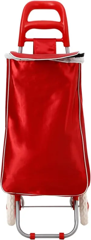 Panana Shopping Truck Folding Grocery Bag 2 Wheels Foldable Cart Hand Truck Storage Carts (Red)
