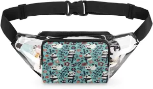 Panda Flower Clear Fanny Pack Stadium Approved Clear Crossbody Belt Bag for Women Men Transparent Waist Bag with Adjustable Strap for Concerts Sports Events Travel