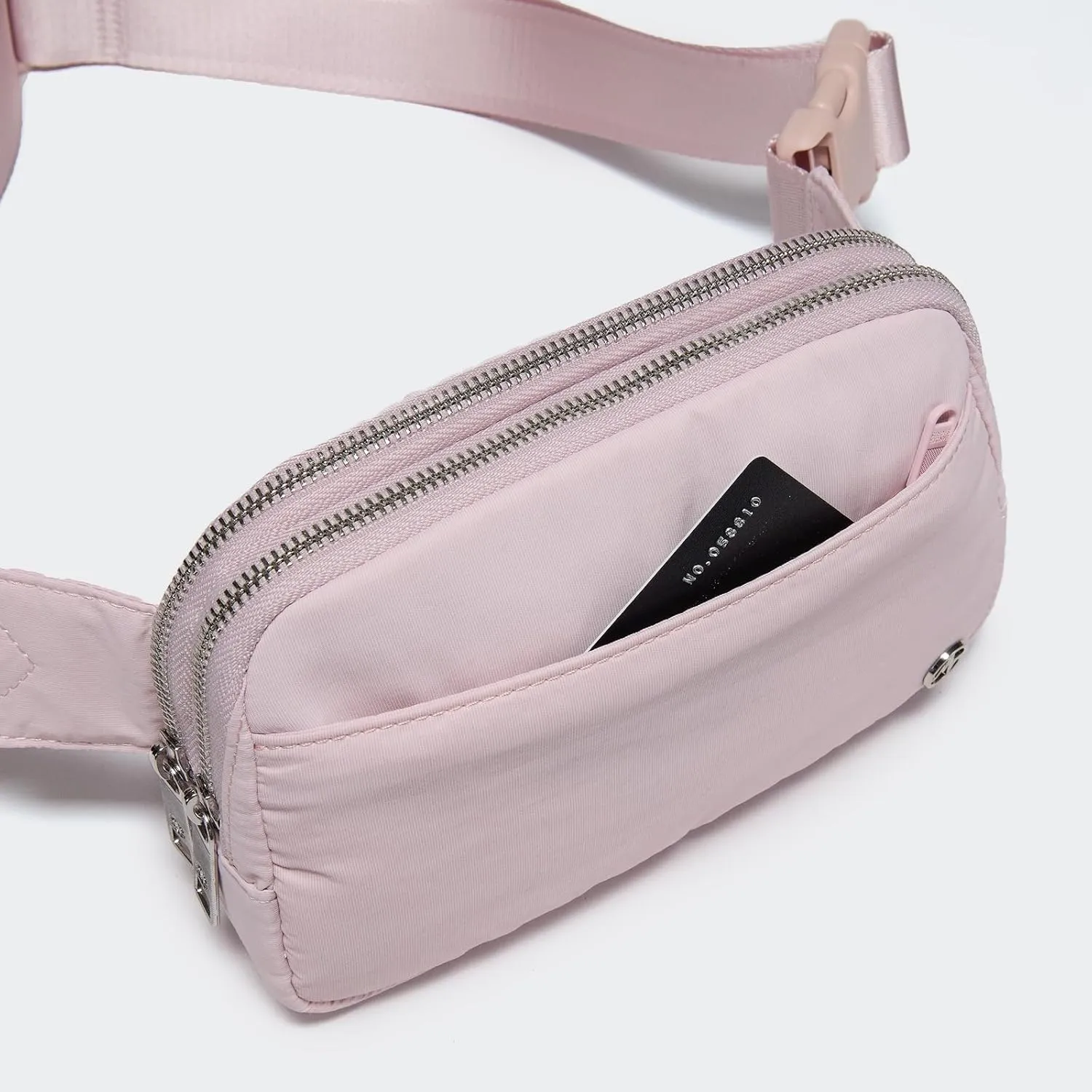 Pander Everywhere Belt Bag for Women, 5 Zipper Pockets Nylon Crossbody Fanny Pack Purse (Pink).