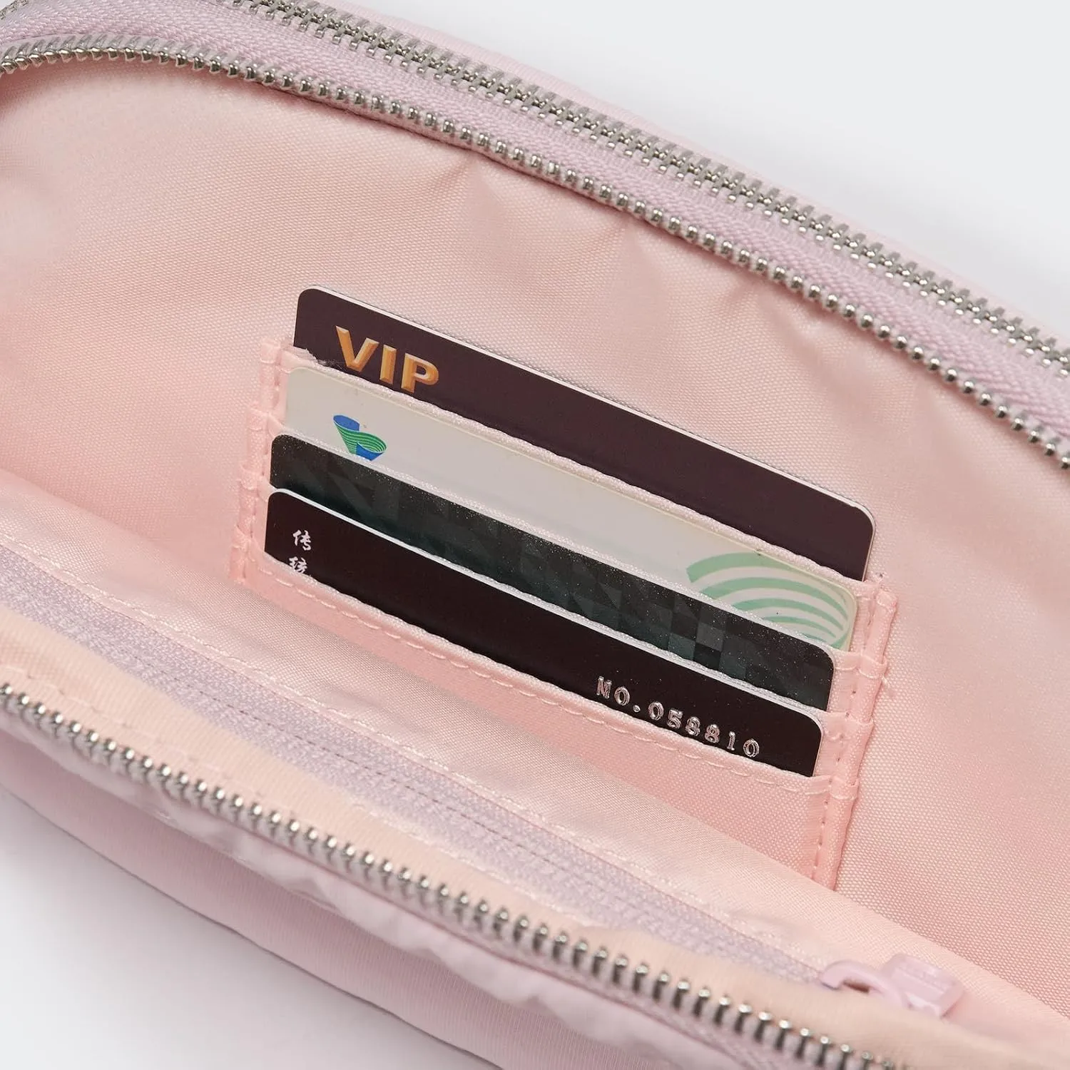 Pander Everywhere Belt Bag for Women, 5 Zipper Pockets Nylon Crossbody Fanny Pack Purse (Pink).