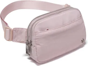 Pander Everywhere Belt Bag for Women, 5 Zipper Pockets Nylon Crossbody Fanny Pack Purse (Pink).
