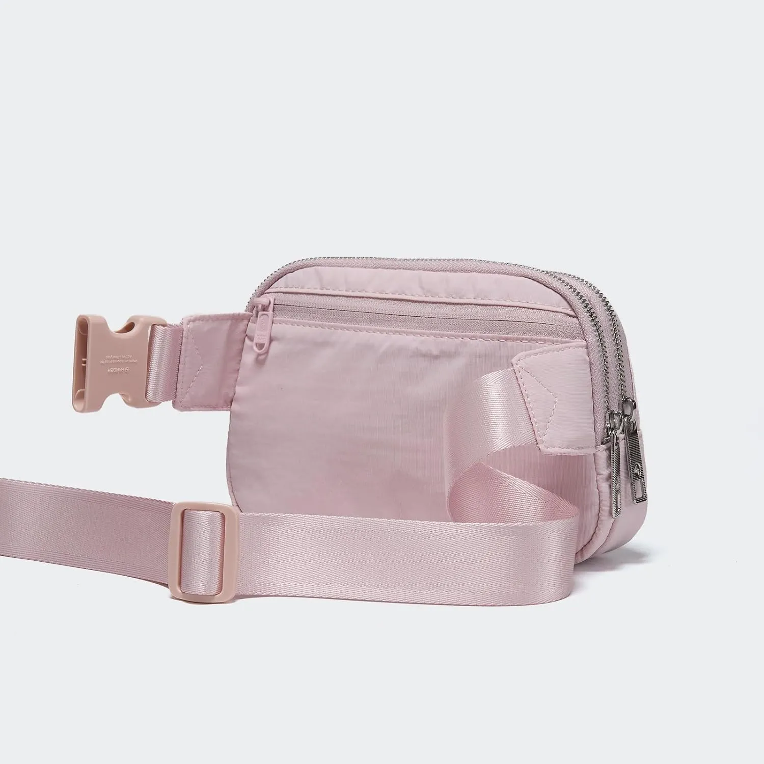 Pander Everywhere Belt Bag for Women, 5 Zipper Pockets Nylon Crossbody Fanny Pack Purse (Pink).