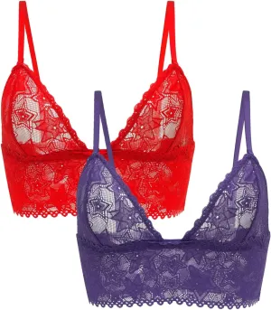 Parade Women's Star Lace Longline Triangle Bralette: Available in Multi Packs
