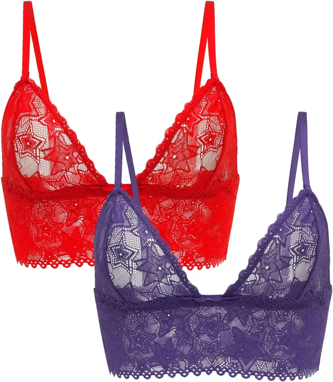 Parade Women's Star Lace Longline Triangle Bralette: Available in Multi Packs