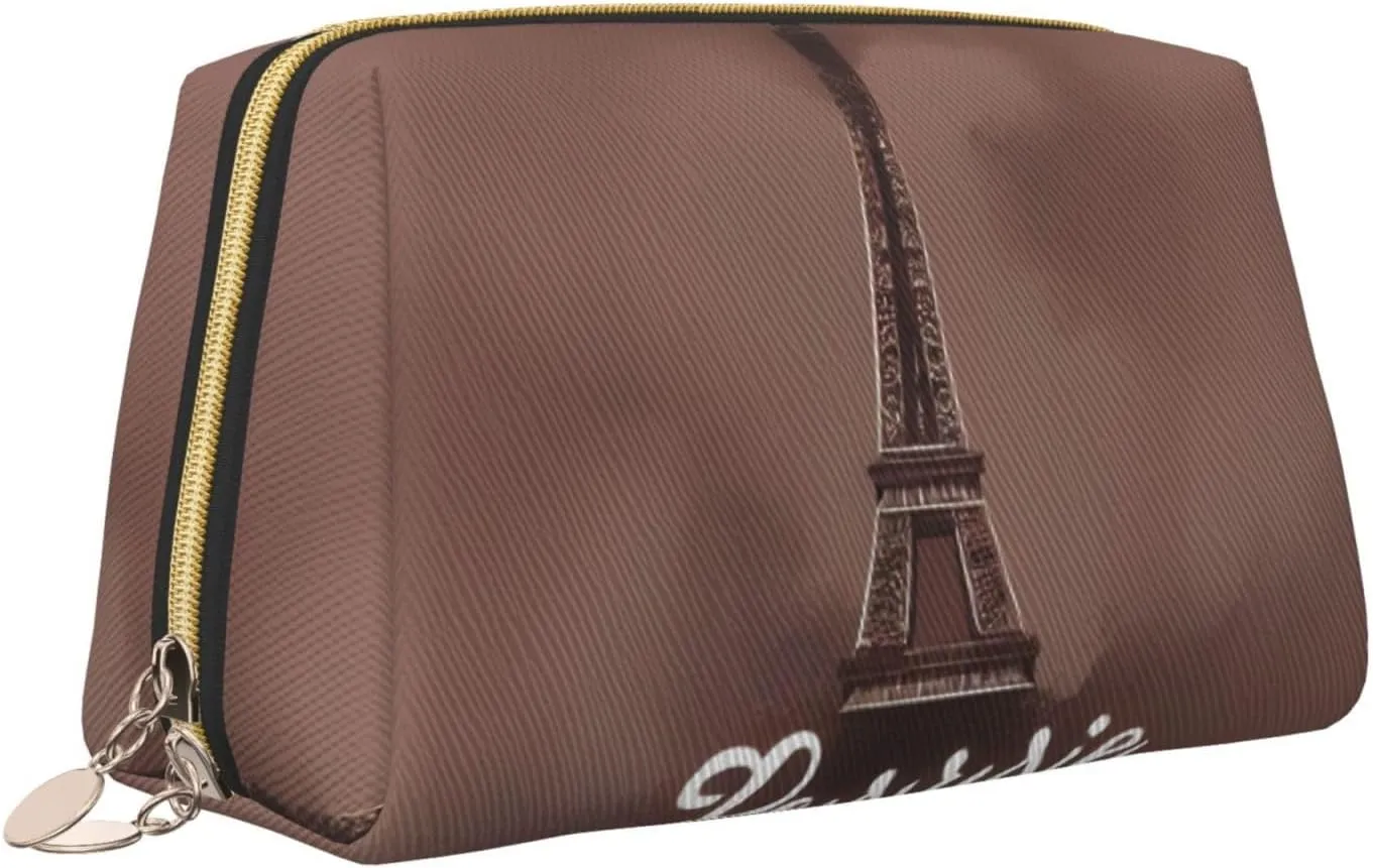 Parisian Coffee Eiffel Tower Travel Toiletry Organizer, Portable Makeup Bag For Women
