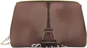 Parisian Coffee Eiffel Tower Travel Toiletry Organizer, Portable Makeup Bag For Women