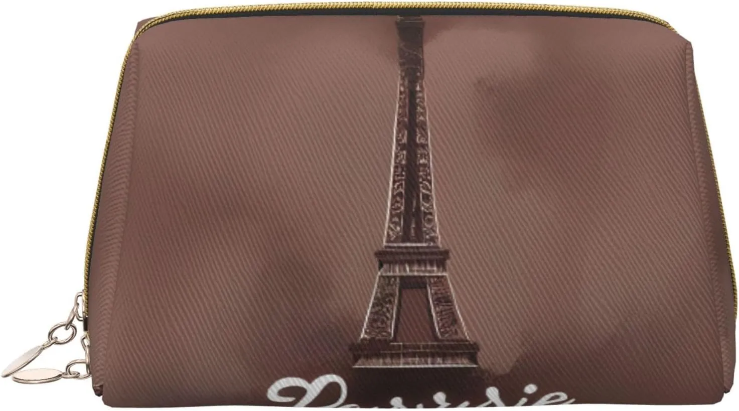 Parisian Coffee Eiffel Tower Travel Toiletry Organizer, Portable Makeup Bag For Women