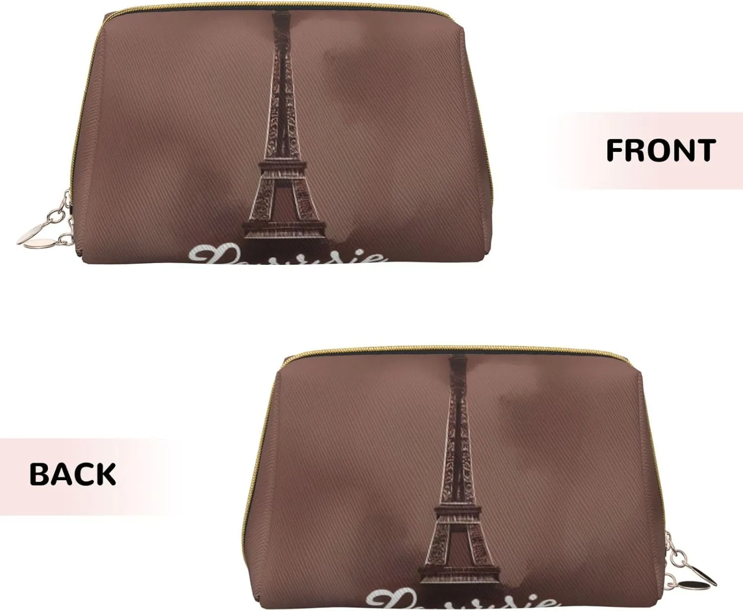 Parisian Coffee Eiffel Tower Travel Toiletry Organizer, Portable Makeup Bag For Women