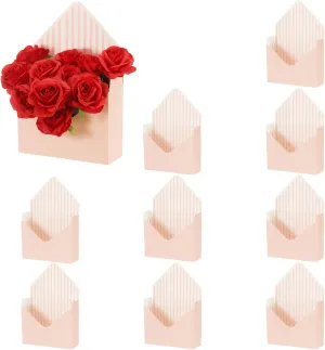 PATIKIL Florist Bouquet Envelope Box, 10 Pack Flower Bouquet Package Gift Folding Paper Boxes for Wedding, Party, Birthday, Mother's Day, Pink