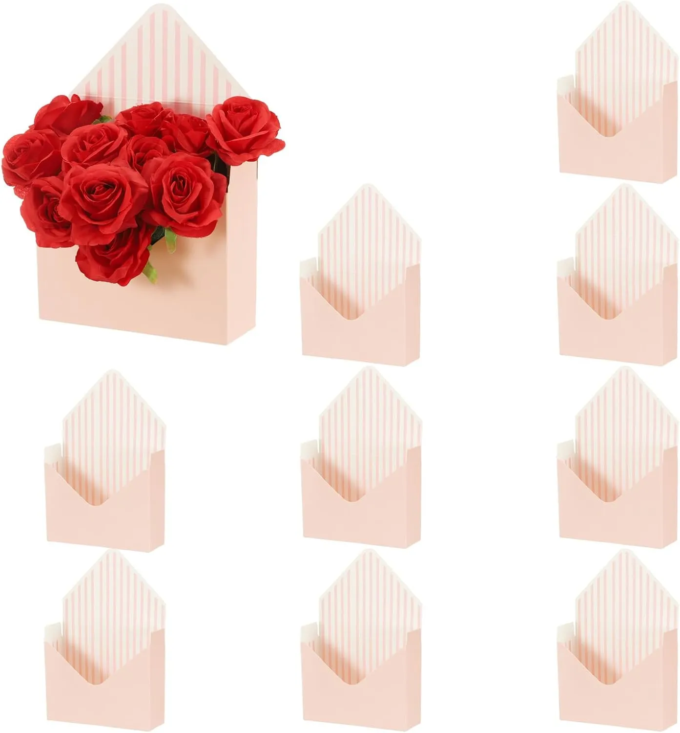 PATIKIL Florist Bouquet Envelope Box, 10 Pack Flower Bouquet Package Gift Folding Paper Boxes for Wedding, Party, Birthday, Mother's Day, Pink