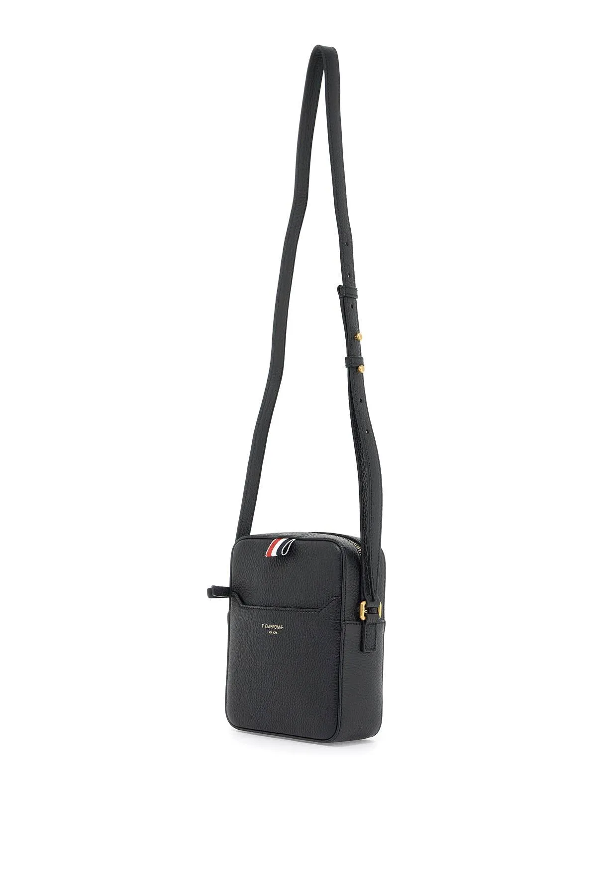 pebble grain leather vertical camera bag