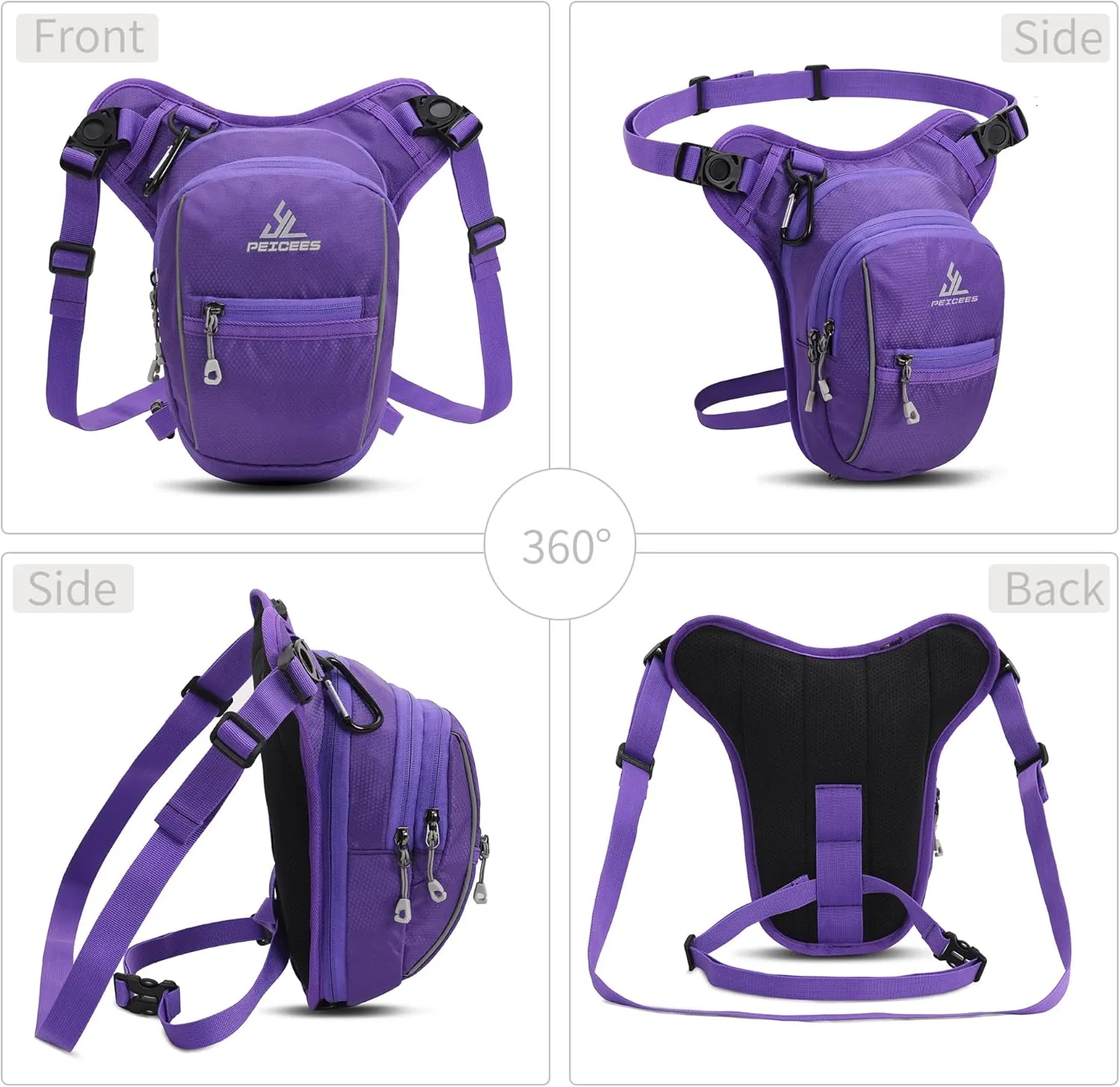 Peicees Leg Bag for Men Fanny Packs Women Men Outdoor Thigh Bags Motorcycle Ride Crossbody Backpack