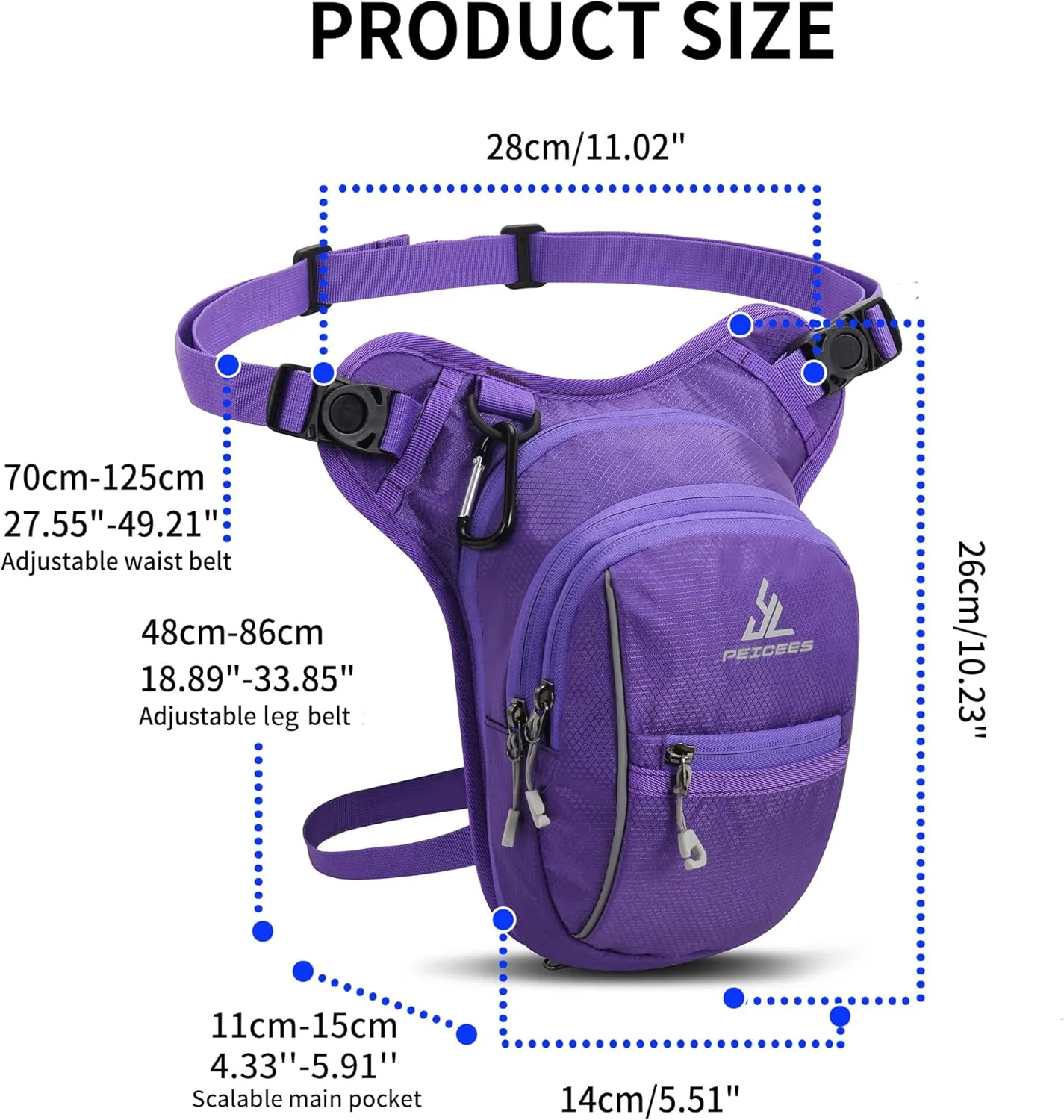 Peicees Leg Bag for Men Fanny Packs Women Men Outdoor Thigh Bags Motorcycle Ride Crossbody Backpack