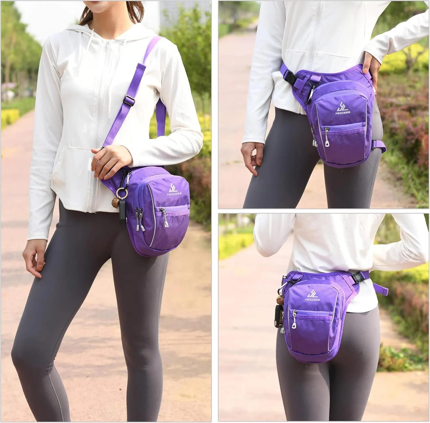 Peicees Leg Bag for Men Fanny Packs Women Men Outdoor Thigh Bags Motorcycle Ride Crossbody Backpack