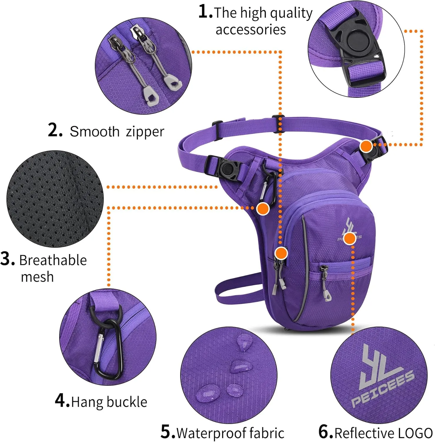 Peicees Leg Bag for Men Fanny Packs Women Men Outdoor Thigh Bags Motorcycle Ride Crossbody Backpack