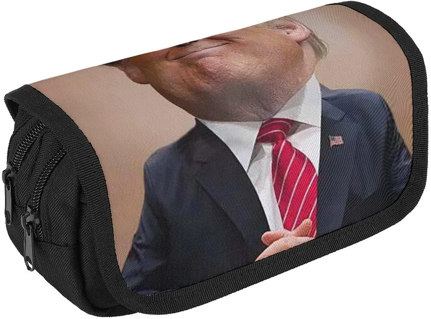 Pencil Bag Presidential Expression Pencil Pouch Large Capacity Pen Box Double Zipper Storage Bag 2 Compartments Portable Multifunctional Bag Desk Organizer Pen Case