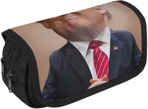 Pencil Bag Presidential Expression Pencil Pouch Large Capacity Pen Box Double Zipper Storage Bag 2 Compartments Portable Multifunctional Bag Desk Organizer Pen Case