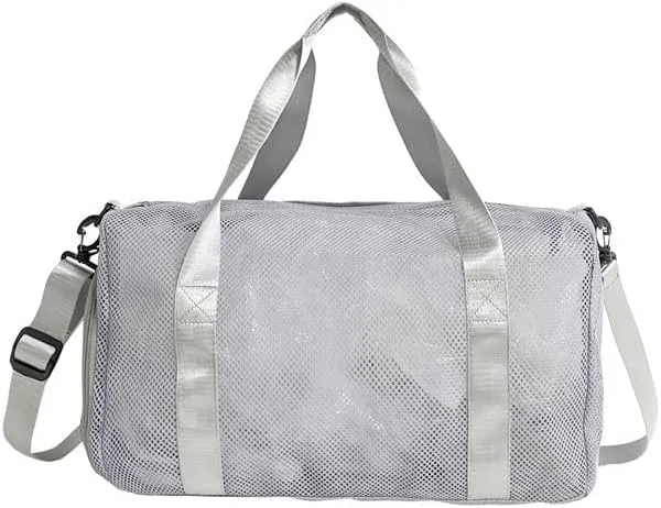PENINSULA LOVE Large Mesh Duffle Bag Beach Tote Portable Travel Handbag Foldable Hobo Bag Vacation Storage Organizer