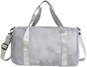 PENINSULA LOVE Large Mesh Duffle Bag Beach Tote Portable Travel Handbag Foldable Hobo Bag Vacation Storage Organizer