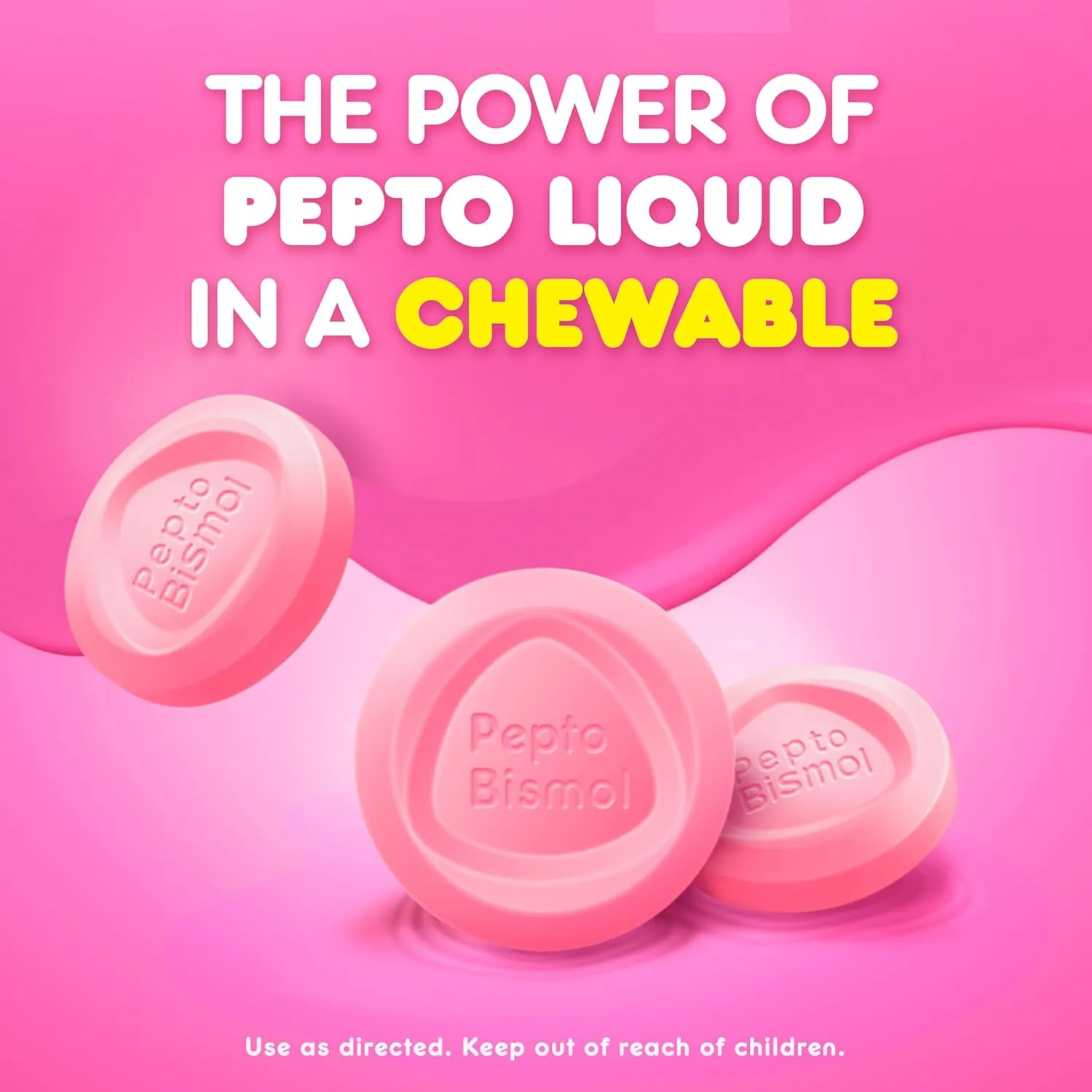 Pepto Bismol Chewable Tablets for Nausea, Heartburn, Indigestion, Upset Stomach, and Diarrhea Relief, Original Flavor, 90 Total (3 Packs of 30)