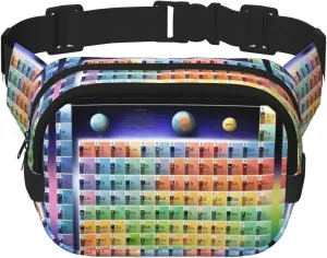 Periodic table of elements print Womens Fanny Pack Everyday Hip Pouch Waist Bag for Travel Outdoor Running Hunting for Adult