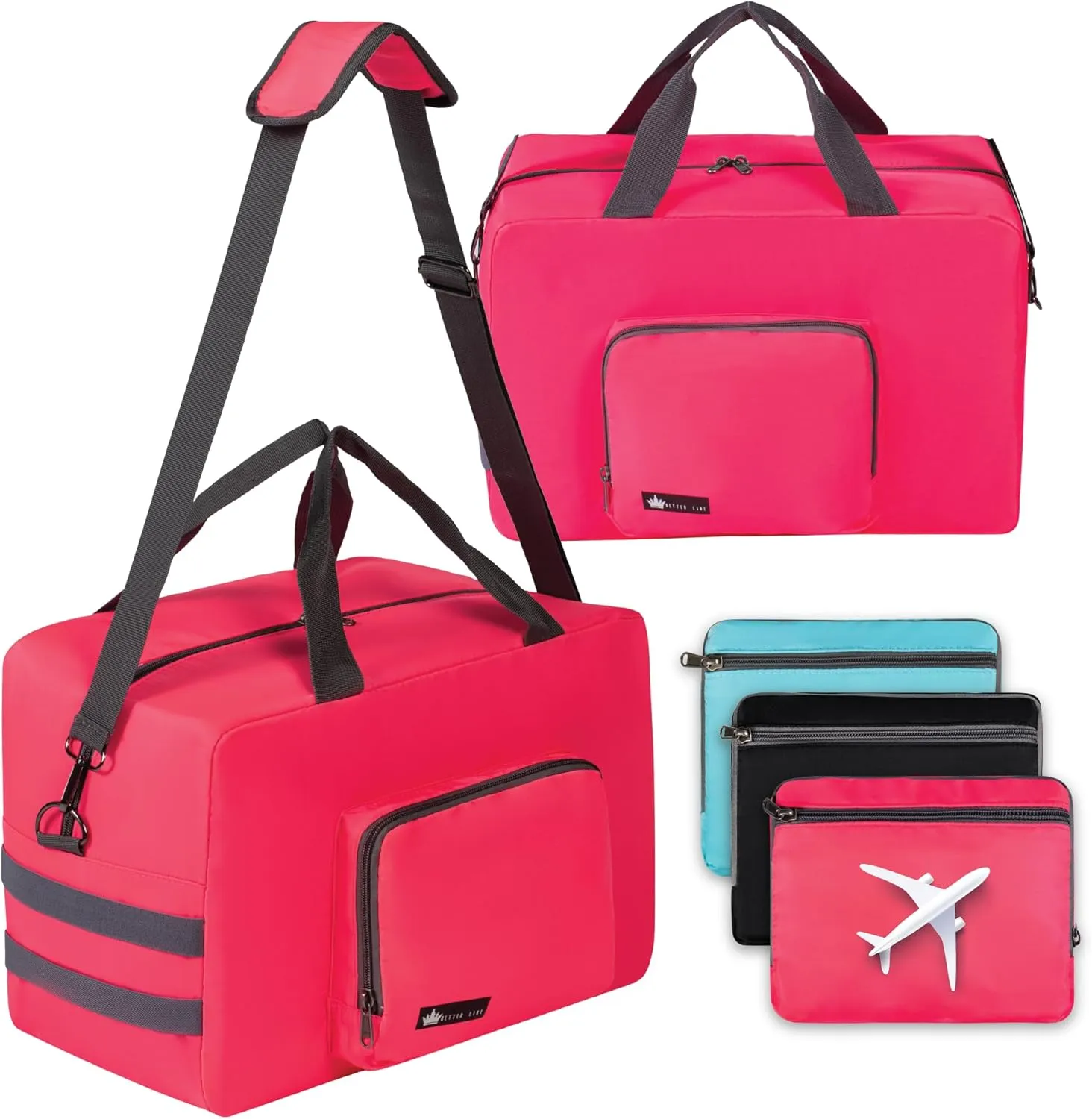 Personal Item Travel Bag for Airlines - Underseat & Carry-on Travel Bag, Cabin Duffel Holdall, Tote Luggage for Women & Men, Foldable, Water Resistant, Overnight Weekender Bag 16x10x8 in (40x25x20cm)