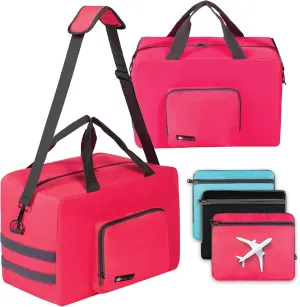 Personal Item Travel Bag for Airlines - Underseat & Carry-on Travel Bag, Cabin Duffel Holdall, Tote Luggage for Women & Men, Foldable, Water Resistant, Overnight Weekender Bag 16x10x8 in (40x25x20cm)