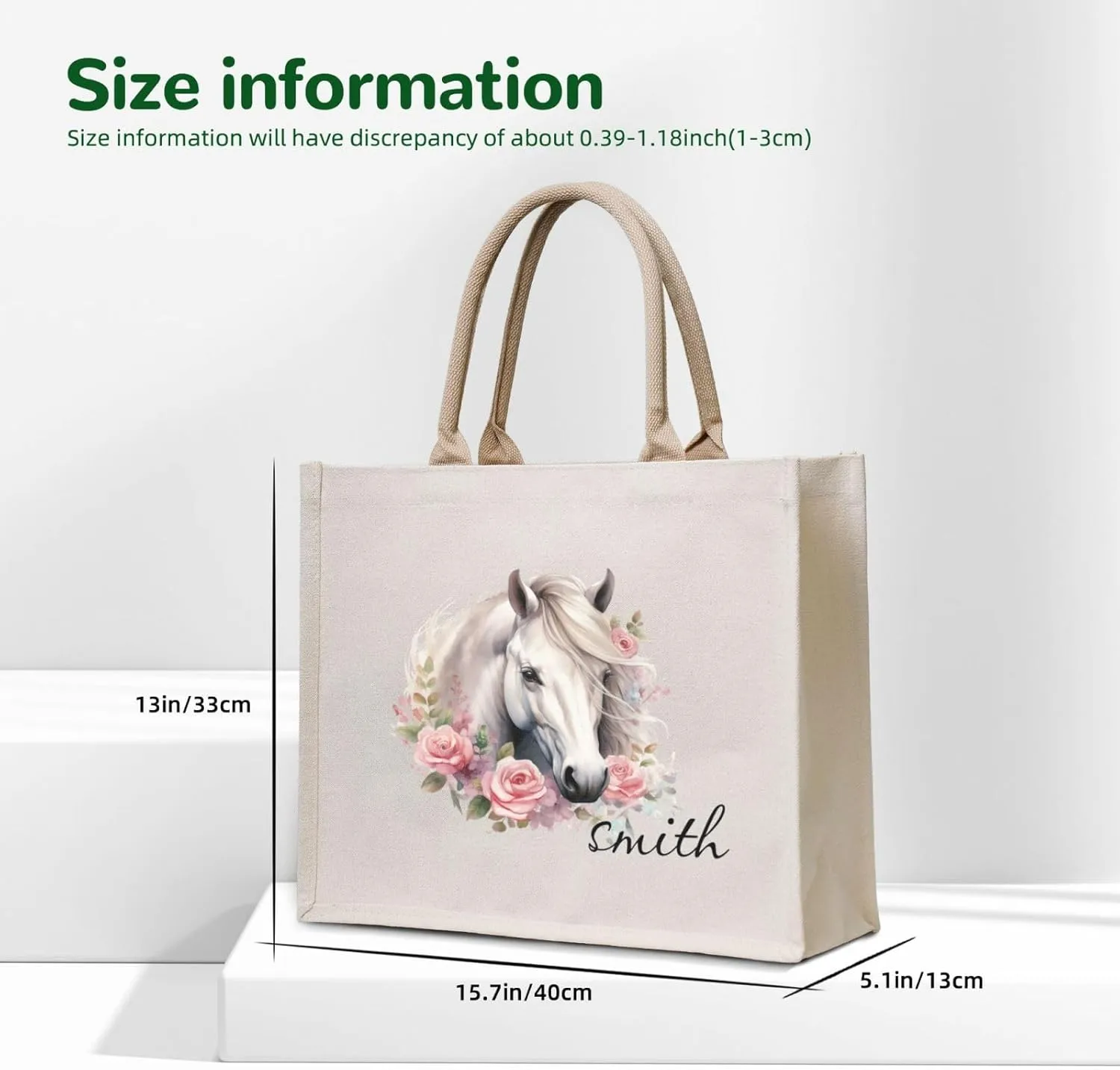 Personalized Canvas Beach Tote Bags for Shopping Travel, Birthday Bridesmaid Christmas Gifts for Women