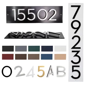 Personalized Floating Modern Aluminum Plaque – Custom Horizontal/Vertical - 40 Color Combinations – Modern Wall Decor, Customizable Text - Address Sign - House Number Plaque - 3", 4" 6", 8" Numbers