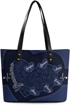 Personalized Grandma Single Shoulder Bag Custom Name Grandmother Leather Handbag Loving Gift For Grandma Mom Birthday